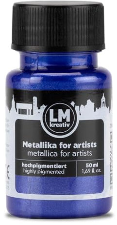 LM-Kreativ Metallika for Artists Peinture acrylique métallisée 50 ml Bleu profond Pour projets créatifs sur bois, toile, céramique Très couvrante, résistante à la lumière, pour artistes et loisirs