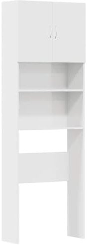 vidaXL Waschmaschinenschrank Hochglanz-Weiß 64x24x190 cm Holzwerkstoff, Waschmaschinenregal, Badschrank, Badezimmermöbel, Badezimmerschrank