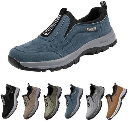 riou Zapatos para Caminar para Hombre, Zapatillas de Senderismo al Aire Libre, Zapatos de Senderismo sin Cordones para Hombre, Ultra Cómodos Zapatos Ortopédicos, Zapatos Ligeros para el Trabajo