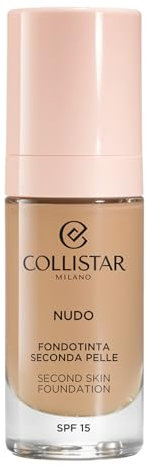 Collistar Nude Second Skin Foundation, Lang anhaltend, Leichte modulare Deckkraft, Wasserdicht, Strahlende Haut, Leuchtendes Finish, SPF 15, 3N Naturale Rosato, 30 ml