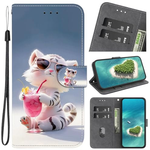 Ucikov Case for Apple iPhone 13 Mini, Leather Flip Case Cover with Animal or Flower or Butterfly Design Shockproof Purse Pocket for Apple iPhone 13 Mini, Colourful -19