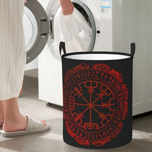 Wäschebox Magischer Nordischer Wikinger-Runenkompass, Wäschetonne Universell Wäschesammler Tragbar Spielzeugkorb Für Schlafzimmer Bad 40X50Cm