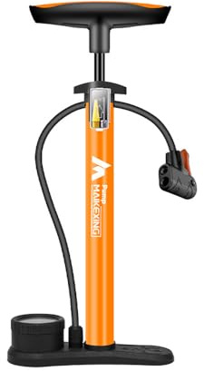 Pompe à vélo avec manomètre multifonction et portable pour vélos et voitures 160 PSI avec jauge haute pression et pompe à air 3 en 1 buse