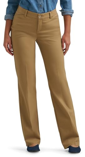 Lee Women's Ultra Lux Comfort with Flex Motion Trouser Pant, Khaki, 14