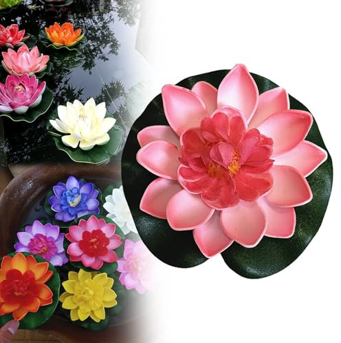Generisch Schwimmpflanzen Teich 12PCS Künstliche Seerosen Schwimmdeko Teich Wetterfest Künstliche Pflanzen UV Beständig für Frühling Tischdeko Hotel Deko(B)