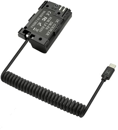 PD Type C USB-C to LP-E6 Dummy Battery Coiled Power Cable Compatible with Canon EOS R R5 R6 90D 80D 70D 60D 60Da 5D 5DSR Mark II III IV 6D Mark II 7D Mark II Cameras, 39