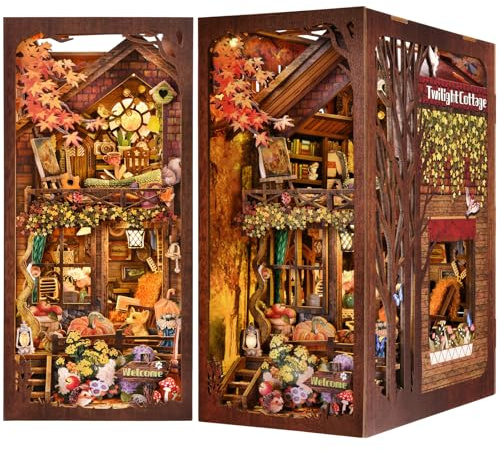 ETKVR Book Nook Kit pour Adultes,Kit Maison en Miniature, Puzzle 3D Bois | Booknook Maquette Maison de Poupée a Construire Bibliothèque Décoration avec lumière LED, Cadeau pour des Amis de la Famille