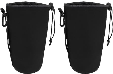 BUGUUYO Custodia Neoprene per Obiettivo Fotografico Xl 2 Pezzi Nera | Chiusura Elastica Regolabile, Ganci Integrati, Formato Flessibile per Reflex