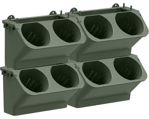 Fioriera da muro, fioriera da muro verticale impilabile da 250 ml, 4 pezzi, autoirrigante con 8 vasi, supporto per vasi per piante sospese in plastica per decorazione di interni/balconi/terrazze