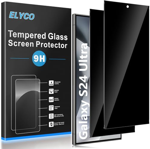 ELYCO Vetro Temperato Privacy per Samsung Galaxy S24 Ultra, 2 Pezzi | Anti-Spy Pellicola Protettiva, 9H Durezza Ultra Resistente, Privacy Pellicola, Anti-Graffio