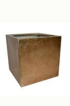 Pflanzkübel 50x50x50cm aus Fiberglas in Hochglanz Bronze, Blumenkübel, Pflanztöpfe