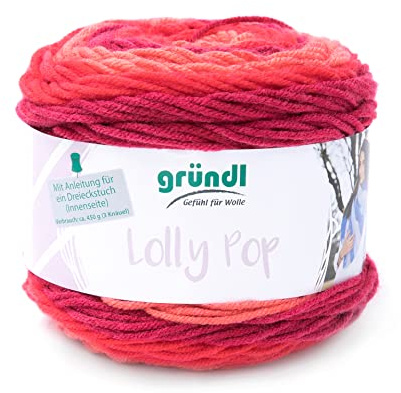 Gründl Lolly Pop 100% Polyacryl 4 x 150 g, Wild Cherry Swirl | Häkel- und Strickgarn - Dicke Wolle mit Farbverlauf - Weich und hautfreundlich - 150 g / 240 m - Nadelstärke 5–6