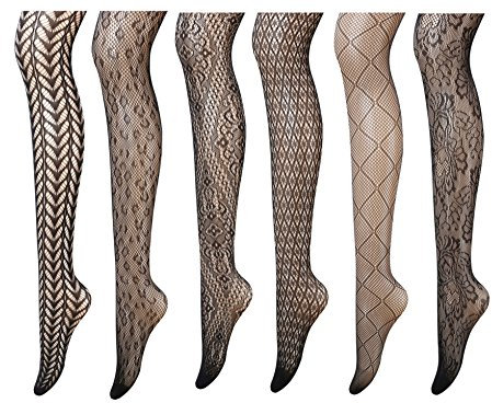 Medias del fishnet Pantys medias de malla de nylon sin costuras sin dedos para mujeres 6 Pack