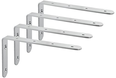 Sayayo Shelf Bracket Corner Brace Angle Bracket Shelf Support Wall Hanging 150mm*100mm, Stainless Steel Brushed Finished, 4 Pcs, EJ6207-4P
