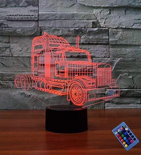 YTDZLTD 3D LKW Nachtlicht 16 Farben Wechselnde Fernbedienung USB-Strom Touch-Schalter Dekorative Lampe LED lampe LED-Tischlampe für Kinder Geschenk Weihnachts