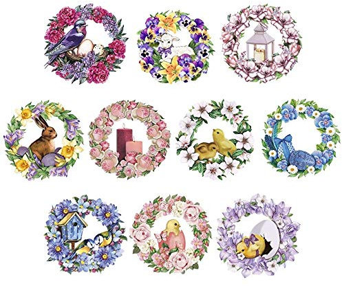 Ideen mit Herz 3-D Motive, ausgestanzt, ca. 7-10 cm, 10 Stück im Beutel | Bilder zum Basteln & Dekorieren | Grußkarten selber machen | Bildmotive für Scrapbooking & DIY-Deko (Blumenkränze Frühjahr)