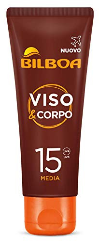Bilboa Gesicht & Körpercreme für Gesicht und Körper mit LSF 15, Travel Size Creme für Bräunung, Haltbarkeit und Intensität, wirkt Alterungsmarkierungen, Reiseformat 75 ml