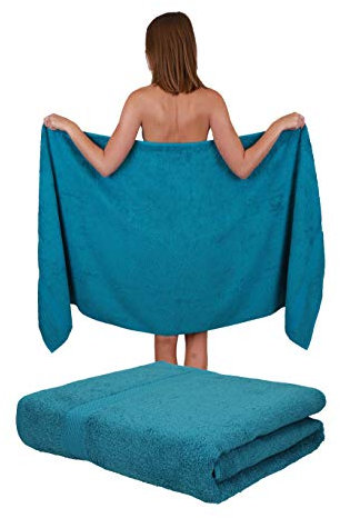 Betz 2 Stück Saunatücher Saunatuch Saunahandtuch Set Palermo 100% Baumwolle Frottier XXL Badetuch Strandtuch Größe 80 x 200 cm Farbe Petrol