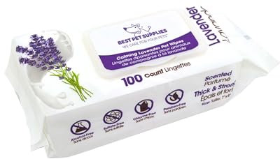 Best Pet Supplies Pet Wipes for Dogs - Dog Wipes Cleaning Deodorizing, for Coats, Ears, Paws - Calming Lavender, Aloe Vera, 100 Count