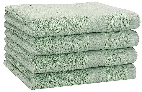 Betz 4 Stück Strandtücher Duschtücher Set Größe 70x140 cm Duschhandtuch Badetuch Strandtuch Handtuch Premium 100% Baumwolle Farbe heugrün