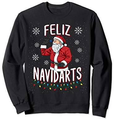Lustiges Feliz Navidarts Dart Wortspiel Weihnachten Geschenk Sweatshirt