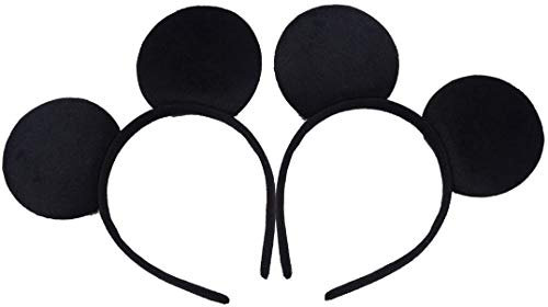HENBRANDT 2 Pieces of Black Mouse Ears for Adults/Children Fancy Dress Costume Head Band Accessory Party Decoration Gift - Pack of 2 (BLACK)