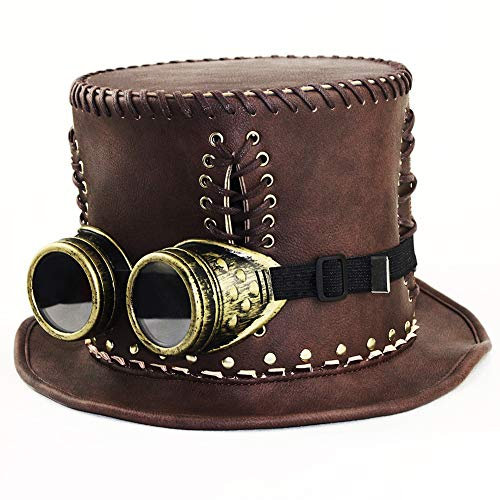 DongBao Unisex Steampunk mit Brille Zylinder Hoher Hut Magic Partyhüte Erwachsenenhut Hut,Halloween Hut