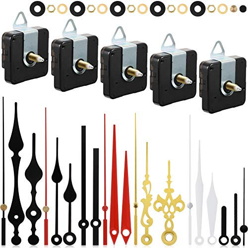 5-Piece DIY Quartz Clock Movement Mechanism Repair Kit - Replacement Battery Operated Clock Motor with 7 Pairs of Hands (0.7 Inch)