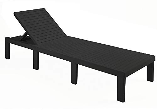 Dmora - Sonnenliege Caserta, verstellbarer Gartenliegestuhl, Outdoor-Liege, 100 % Made in Italy, 195 x 65 x 78 cm, Anthrazit