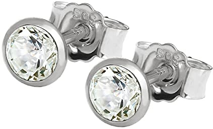 NKlaus Paar Ohrstecker Weiß Gold 585 14 Karat Gold Ohrring Kristall Zirkonia Weiß 2074