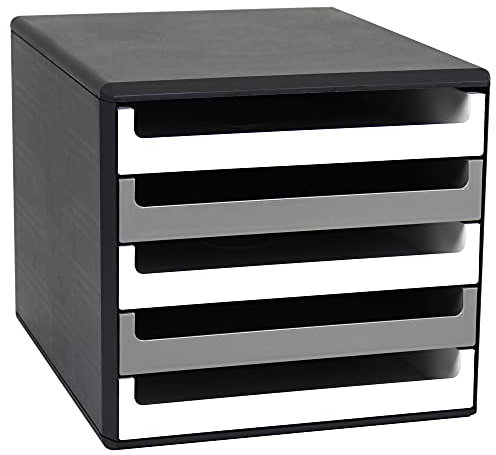 Schubladenbox, Gehäuse Anthrazit, Weiß-Dunkelgrau