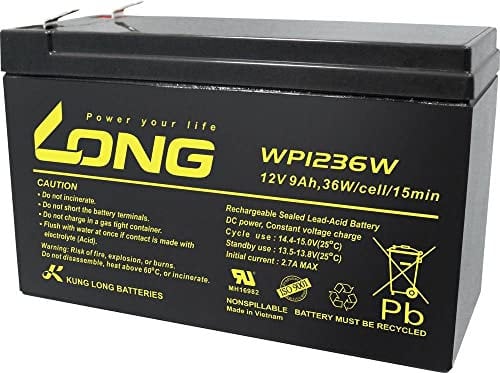 LONG WP1236W WP1236W Lead Battery 12V 9Ah Lead Fleece (AGM) 151 x 102 x 65 mm Flat Connector 6.3
