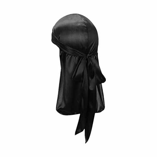 Voarge Bandana Transpirable De Secado Rápido, Pañuelo de satén para el Cabello de Noche, de Tejido Sedoso para Hombre, Color Negro