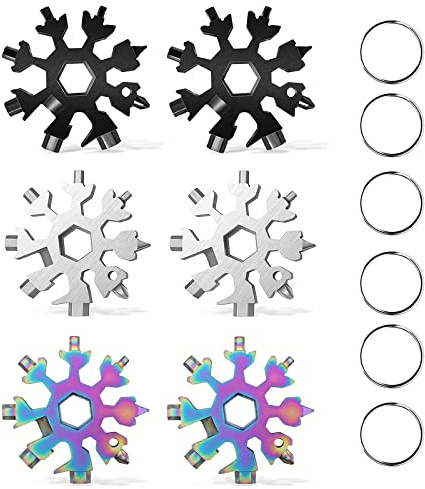 18-in-1 Schneeflocken-Multi-Werkzeug, Edelstahl-Schneeflocken, Multi-Werkzeug, Schneeflocken-Werkzeug, Karte, multifunktional, Schneeflocken-Schraubendreher, Werkzeug, langlebig und tragbar (6 Stück)