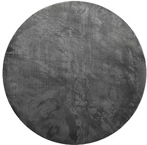 Kurzflor Teppich, Läufer, Teppich rund, einfarbig, weich und flauschig, rutschfest, moderner Teppich bestens geeignet für Wohnzimmer, Schlafzimmer, Kinderzimmer, LAGO (80 cm rund, anthrazit grau)