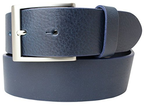 BELTINGER Hochwertiger Gürtel mit Edelstahl-Gürtelschnalle aus Vollrindleder 4 cm | Jeans-Gürtel für Damen Herren 40mm | Vollleder-Gürtel | Marine 110cm