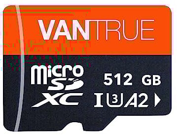 VANTRUE 512GB microSD Speicherkarte, UHS-I U3 4K, inkl. Adapter, Kompatibel mit Dashcam, Smartphone, Tablet, Action Camera und Überwachung Kamera (512G)