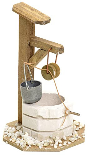 Holyart Brunnen aus Gips für Krippe, mit Flaschenzug