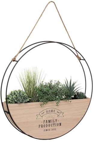 Atmosphera - Plante Artificielle Suspendue - Bois et métal D44 cm