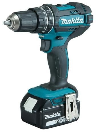 Makita DHP482JX13 Akku-Schlagbohrschrauber 18V / 3,0 Ah, 2 Akkus + Ladegerät im MAKPAC + 120-tlg. Zubehör-Set im MAKPAC Petrol/Schwarz