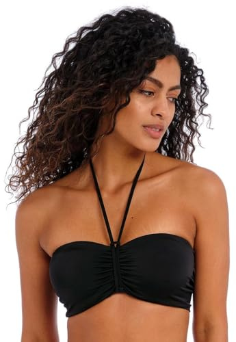 Freya Womens Jewel Cove Underwire Padded Bandeau, Plain Black, 36DD