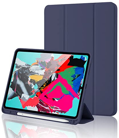 Funda Protectora Compatible con iPad 10ª generación 10,9 Pulgadas 2022 con Soporte para bolígrafos, Soporte Delgado con Parte Trasera rígida Funda con Auto Despertador/sueño, Azul Oscuro