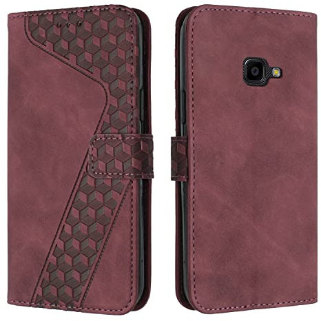 OKZone Kompatibel mit Samsung Galaxy Xcover 4/4S Hülle, Handyhülle Samsung Xcover 4/4S, PU Leder Tasche Wallet Schutzhülle Flip Cover Klappbar Brieftasche Etui mit Kartenfach TPU Lederhülle (Rot)