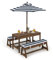 GOPLUS - Mesa infantil exterior con banco, mesa de picnic infantil de madera con sombrilla altura ajustable, salón de jardín para 1-4 niños, para terraza, patio, balcón (azul)
