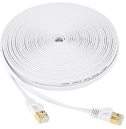 Nutabevr Cat 7 Cable Ethernet de Red, 10m transmisión de alta velocidad Cable con Conector RJ45, 10 Gbps / 600 MHz Plano Cable Internet, para Módem, Rúter, Panel de Conexión, computadora portátil