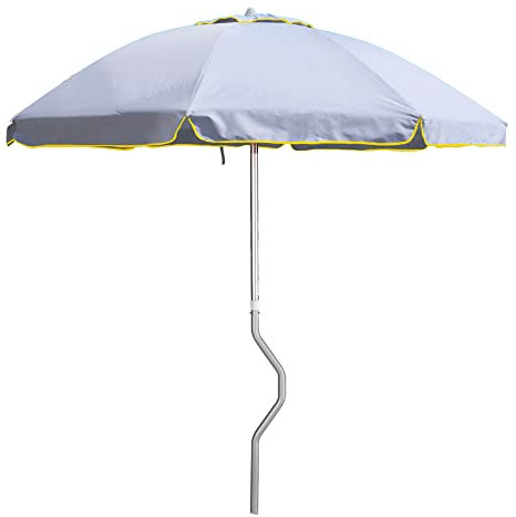 Parasol de Plage Aluminium léger Visser Protection UV GiraFacile 220 cm Eolo - Blanc - Argent