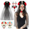 Hifot Serre-tête Dia de Los Muertos Couronne de Fleurs Mexicaine pour la fête des Morts Tatouages Temporaires Boucles d'oreilles Colliers Déguisement Mexicaine Deguisement Halloween Femme