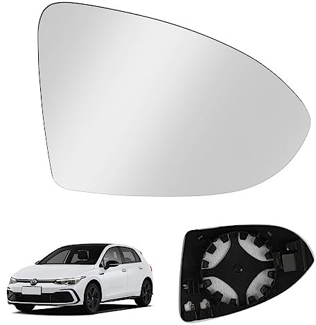 LURICO Espejo retrovisor de repuesto para Golf 7 MK7/7.5/GTI del lado derecho del pasajero con placa de respaldo, para Golf Sportsvan 2016-2018