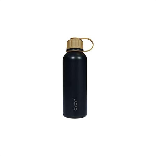 OYOY Pullo-Trinkflasche Schwarz aus rostfreiem Stahl Ø6,8xH22,4cm
