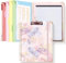 HAUTOCO Porte-bloc avec bloc-notes ligné remplaçable, porte-bloc à spirale A4 avec 5 intercalaires et poches de rangement pour documents, pour bureau, école, marbre rose